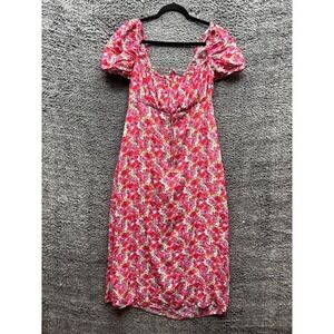 Wayf Felicity Floral Print Square Neck Mid Dress Multicolor‎ Womens Size XL